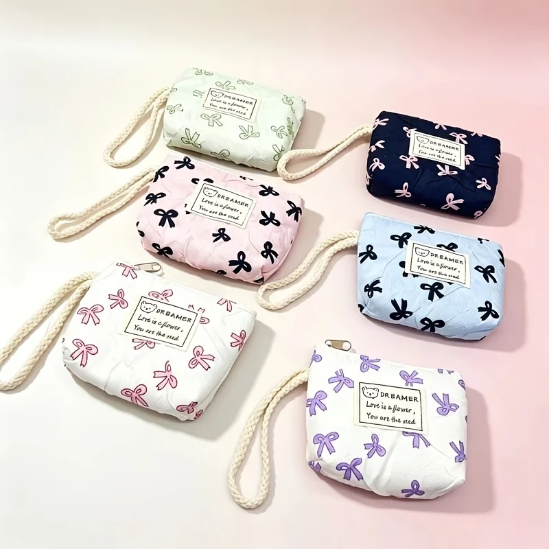 6 Pieces of Bow-Shaped Coin Purse, mini Portable Coin Bag, Simple Hand-Held Small Purse