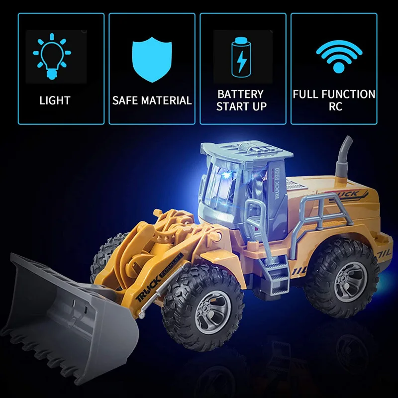 Rc Car Toys Truck 1:30 Wheel Shovel Loader 6CH 4WD Metal Remote Control Bulldozer Construction Vehicles For Boys Hobby Toy Gifts