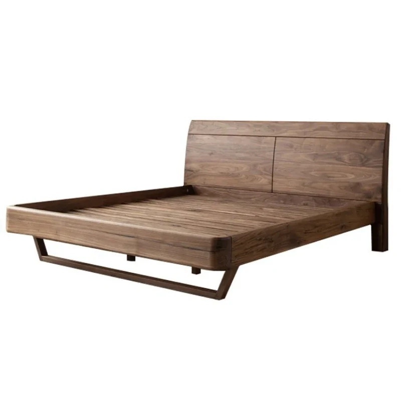 

Nordic black walnut, solid wood bed, modern simple master bedroom, light luxury double wedding bed