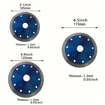 105 MM/115 MM/125 MM Turbo Elmas Testere Bıçağı Granit Mermer Kesme Diski Porselen Karo Seramik 3 Boyutu Açı Öğütücü