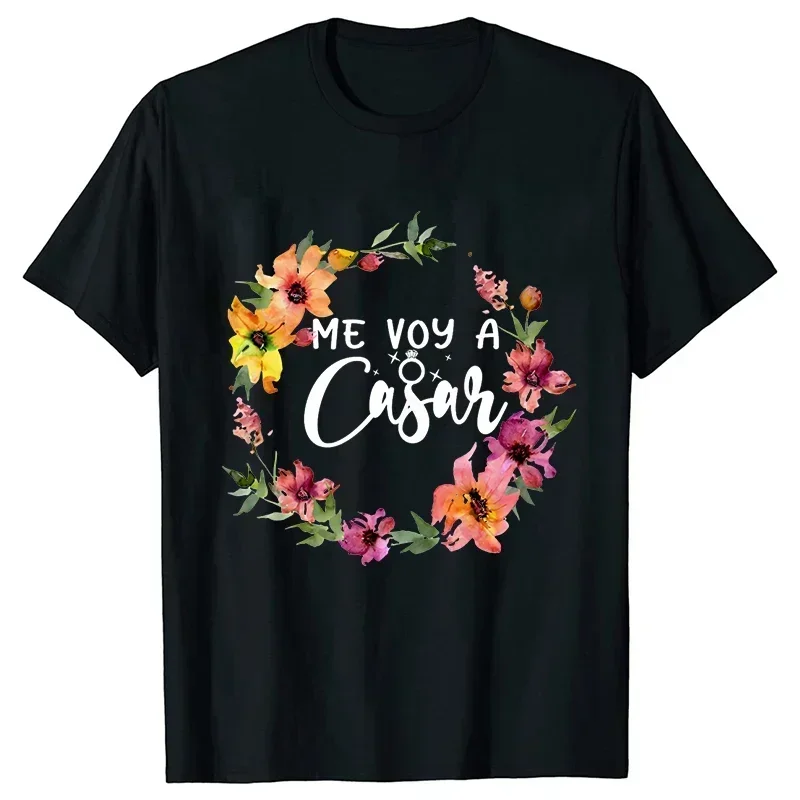 الفرنسية Evjf الإسبانية الزفاف دش فريق العروس تي شيرت الزهور الجرافيك التي شيرت العازبة الأصدقاء الدجاجة حفلة فتاة ملابس حريمي