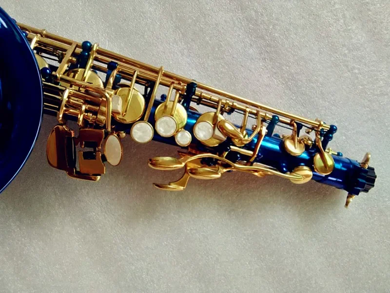 Fast shipping  New Blue Gold key Alto Saxophone Model Eb Flat Sax with Reeds Case Mouthpiece Professional 2026