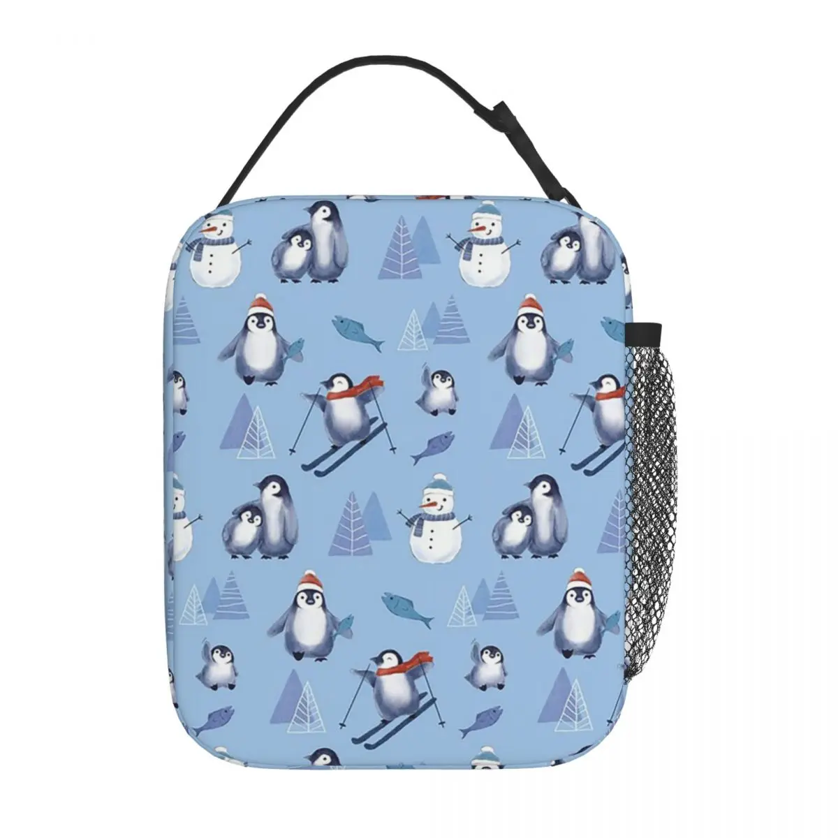 Cute Penguin And Ice Snow Pattern Insulated Lunch Bag for Women Children Portable Food Boxes Thermal Lunch Box Tote