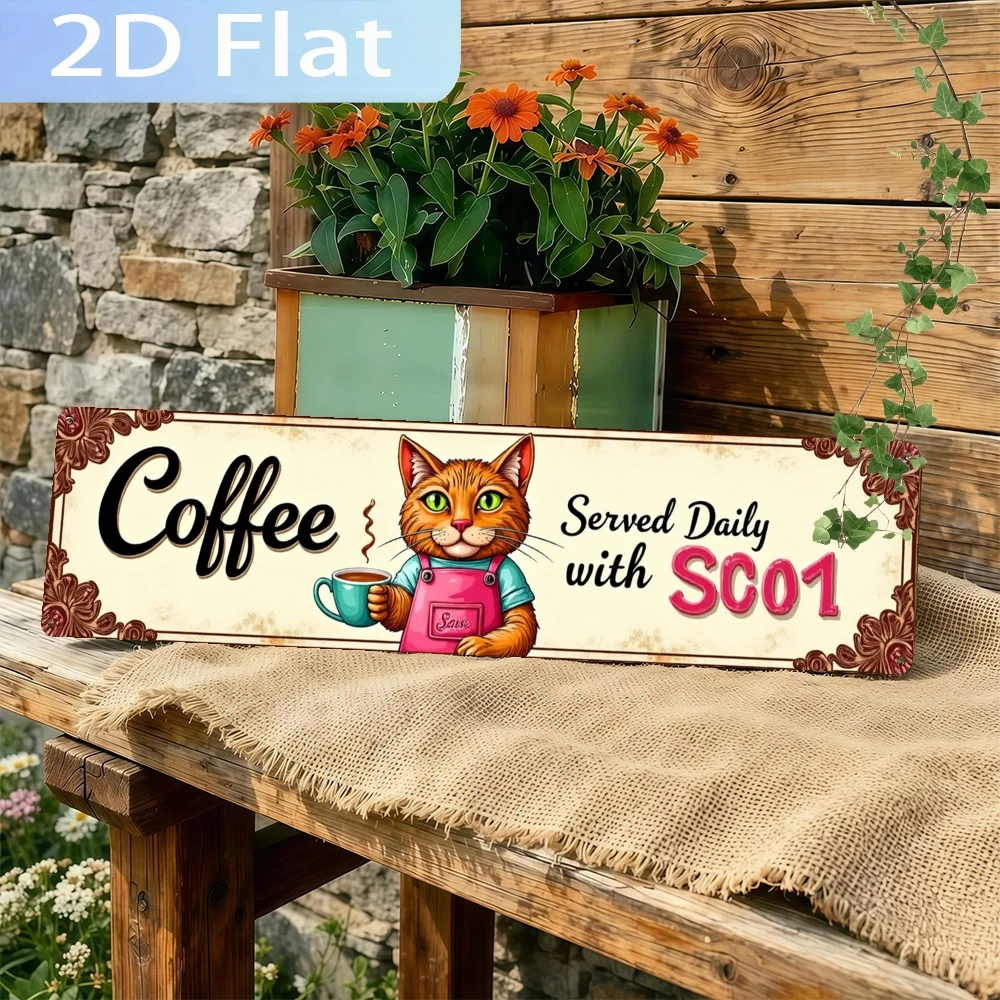 2D Flat, One Piece of Decor Saying ', Cat, Daily', a Rustic Farmhouse Wall Art Featuring a Weathered, Made from, Perfect