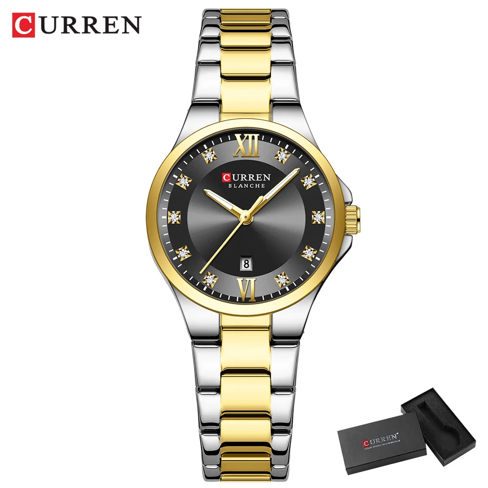 CURREN frauen Luxus Marke Uhren Einfache Quarz Auto Datum Armbanduhr Weibliche Wasserdichte Uhr Leucht Hände 9107 4