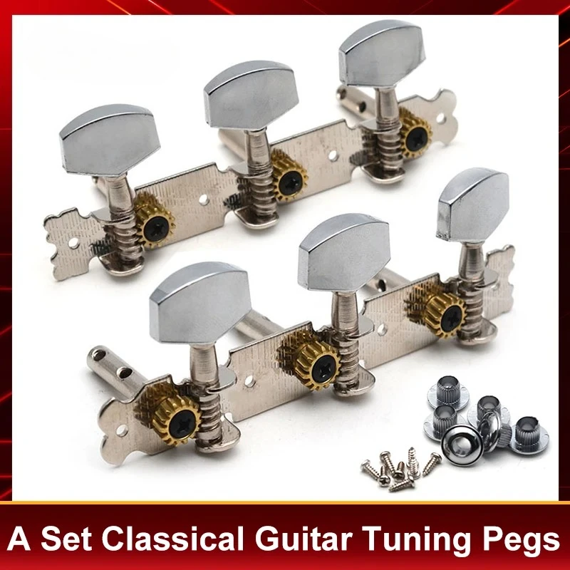 Best Offer A Set Two Hole Steel Leg Classical Guitar Tuning Pegs Keys Tuners Machine Heads Chrome