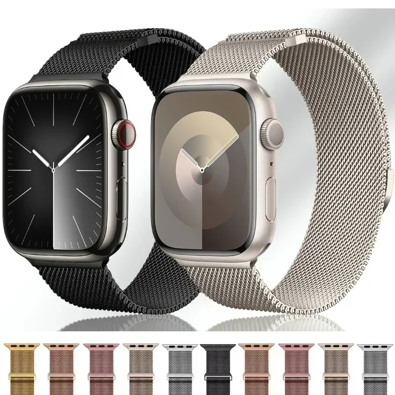 Magnetisches Armband für Apple Watch 9 8 7 41 45mm Ultra 2 49mm Herren Damen Metall Atmungsaktives Band für iWatch 6543SE 44 40 42mm Gürtel – Detail 2