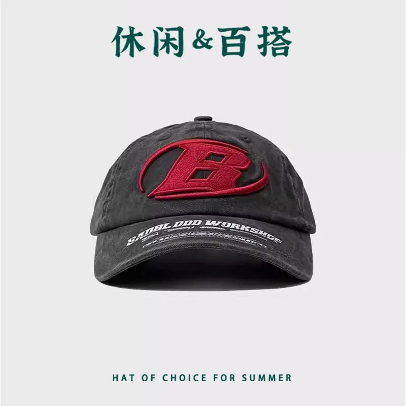 

Korean Niche Exquisite Embroidered Baseball Caps Women Summer Street Sunscreen Trend Versatile Retro Personalized Men's Hat