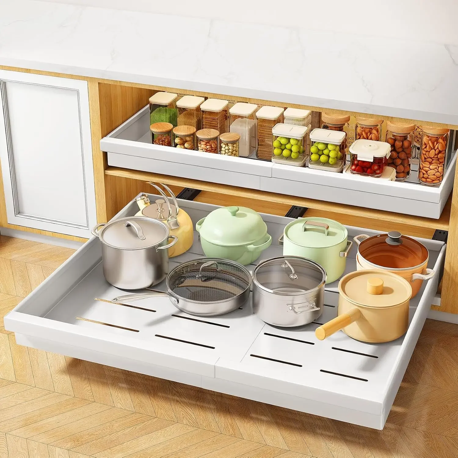 Pull out Cabinet Organizer, 4-Pack Expandable(13.6