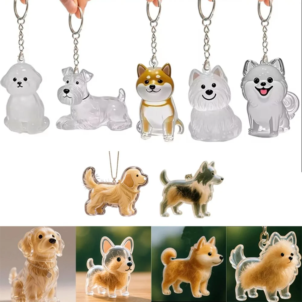 Transparent Dog Fur Storage Pendant Fur Storage Capsule DIY Accessories Portable Souvenirs Keychain Cute Dog Shape Keychain