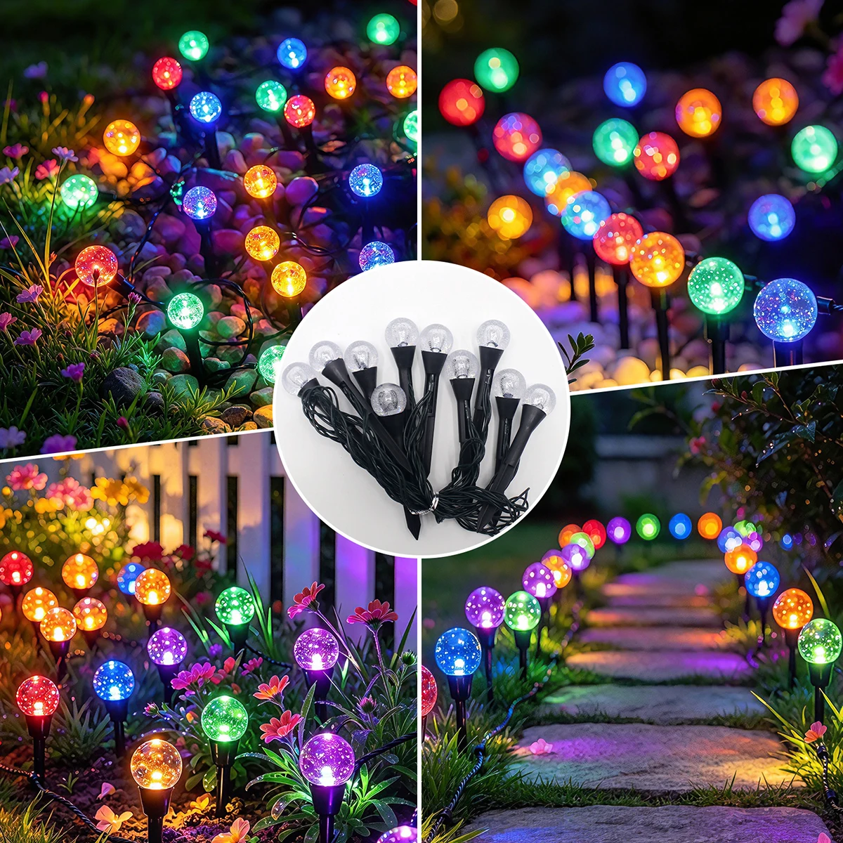Solar Bubble Ball String Lights 10/20/30/40 LEDs 8 Modes Switch Waterproof Garden Courtyard Park Road Lighting Decor Ground Lamp