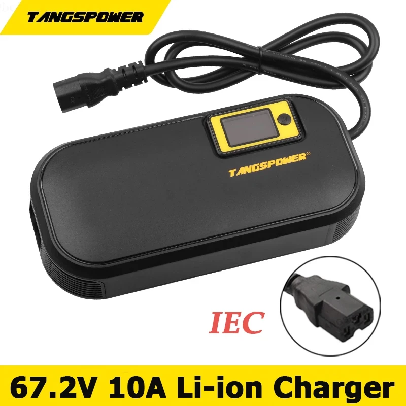 

67.2V 10A Lithium Battery Charger 16S 60V Li-ion Battery Pack Charger Powerful Current Driver With Fan Charger Band Display