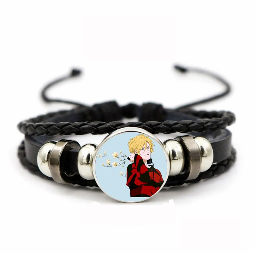 

Teenager Adjustable Wristband Jewelry Leather PU Woven Bracelet Time Gem Wristband For Anime Banana Fish Braided Bangle