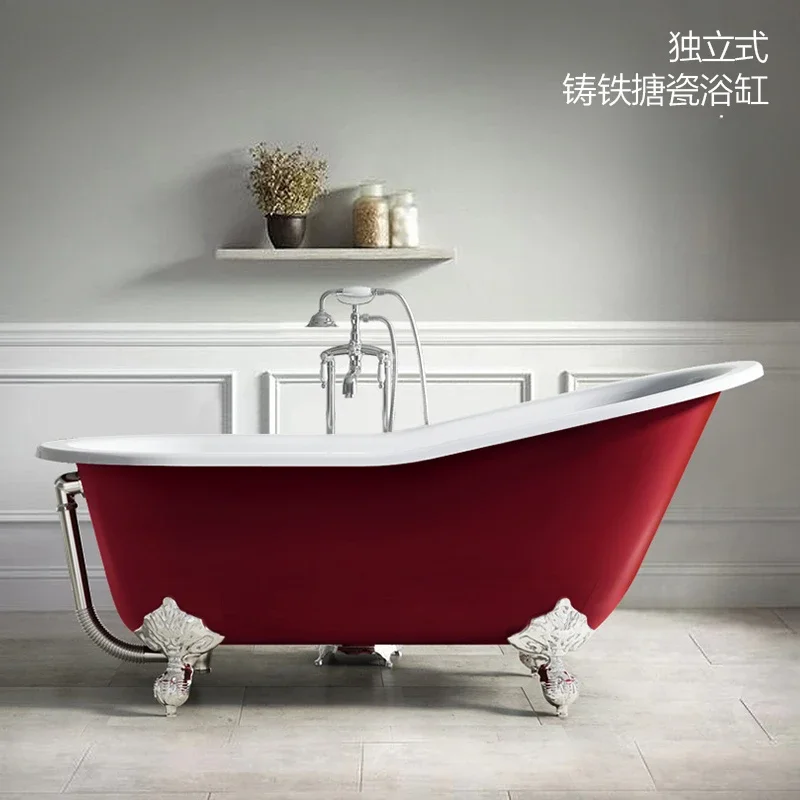 Bathroom Independent Cast Iron Enamel European Princess Adult Bath Ceramic Large Bath