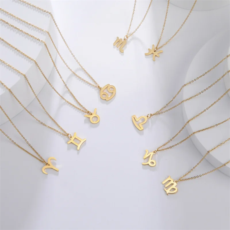 12-Sternbild-Anhänger-Halsketten für Frauen, Mädchen, Widder, Steinbock, Stier, Halskette, Ketten, Halsband, Anhänger, Schmuck, Geburtstagsgeschenke – Detail 7