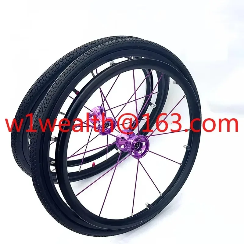 Purple 24*1 3/8 Inch Sport Wheelchair Rear Wheel Aluminum Alloy High-speed Inflatable Wheel 1 pair