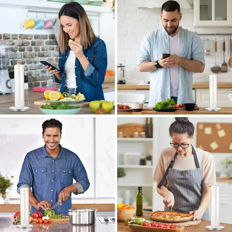 

Практичный держатель для бумаги из нержавеющей стали, вертикальное утяжеленное основание, подставка для рулона бумаги, простая отрыва, нескользящая полка для свежести, пленки, кухня