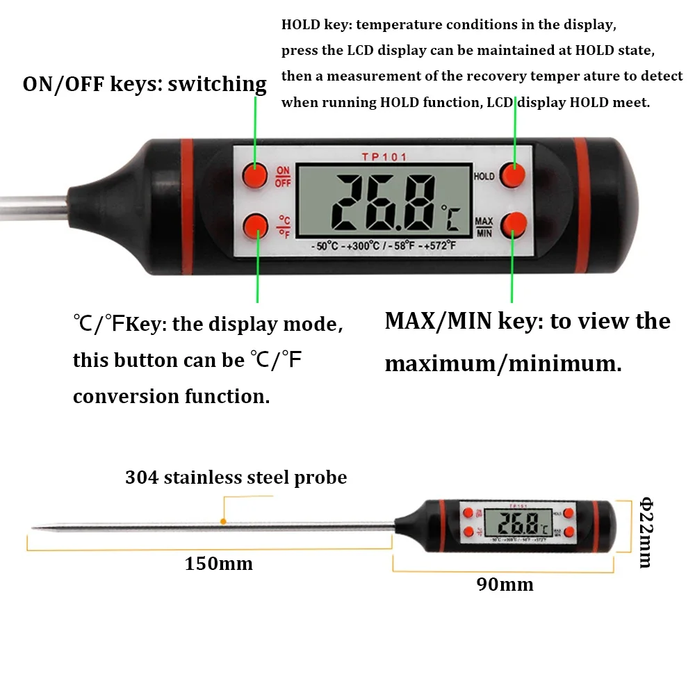 Attrezzo da cucina cottura cibo carne lettura istantanea termometro sonda digitale BBQ Baking Oil Milk Pen Style termometro