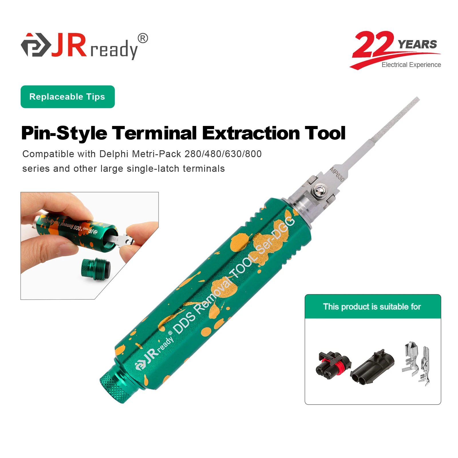 

Инструмент для извлечения одноконтактных клемм JRready JRDDS-MP630-01 ​ Подходит для серии Delphi Metri-Pack 280/480/630/800