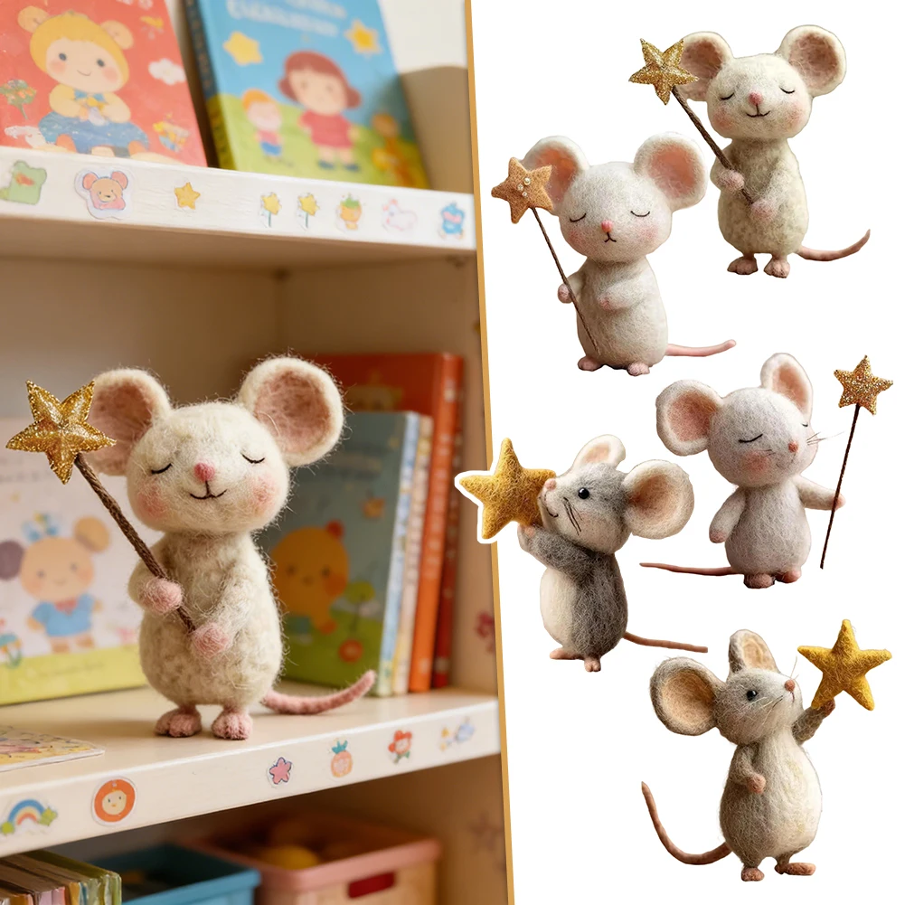 

Войлочная мышка: Очаровательная войлочная мышка ручной работы со звездой, праздничное украшение ручной работы, милая фигурка животного для детской комнаты, подарок