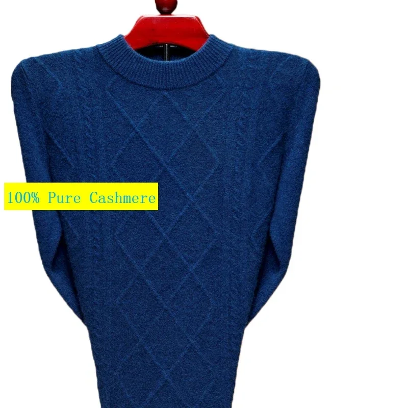 New Arrival Fashion High Quality Men's 100% Pure Cashmere Round Neck Knitted Winter Thick Sweater Plus Size SMLXL2XL3XL4XL5XL