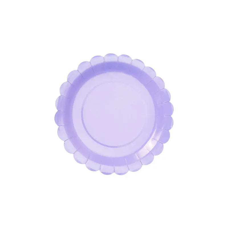 50pcs Scalloped Paper Plates, 7 Inch Disposable Dessert Plates Purple Tableware for Kids Birthday Wedding Baby Shower Decor