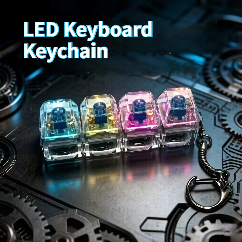Ball-Shaped LED Keyboard Keychain Fidget Toy  Clicker Sensory Toy for Stress Relief Keyboard Keychain Fidget Toy for Adults Kids