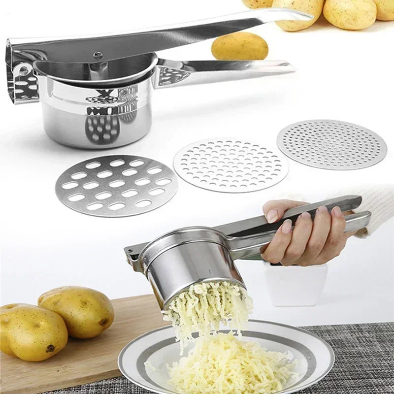 Masher RicerPress Mashed Potatoes Stainless Steel Crushing Puree Fruit Vegetable SqueezerJuicer Press Maker Kitchen Tools