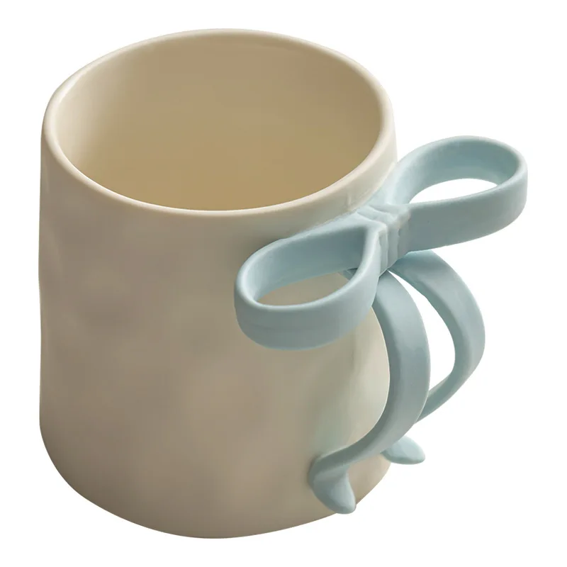 PYH creative bow handle ceramic mug 350ML large capacity water cup hot-selling coffee cup