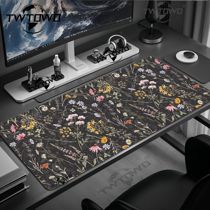 Mouse Pad Retro Flower Aesthetics Gamer printon demand Custom HD Mousepad XXL MousePads Soft Natural Rubber Desktop Mouse Pad