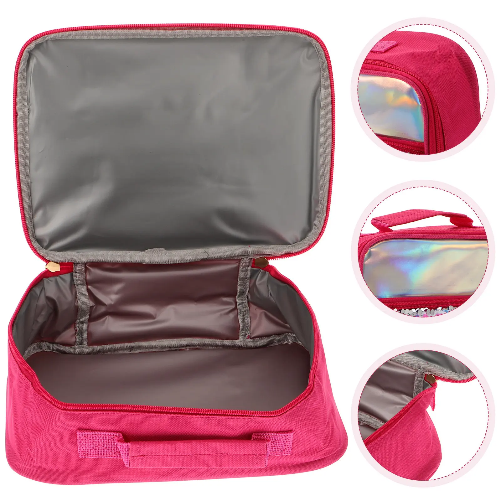 

1Pcs Stylish Sequin Insulated Lunch Bag Waterproof Lightweight Portable Bento Storage Pouch for Office School Picnic Kids Heat