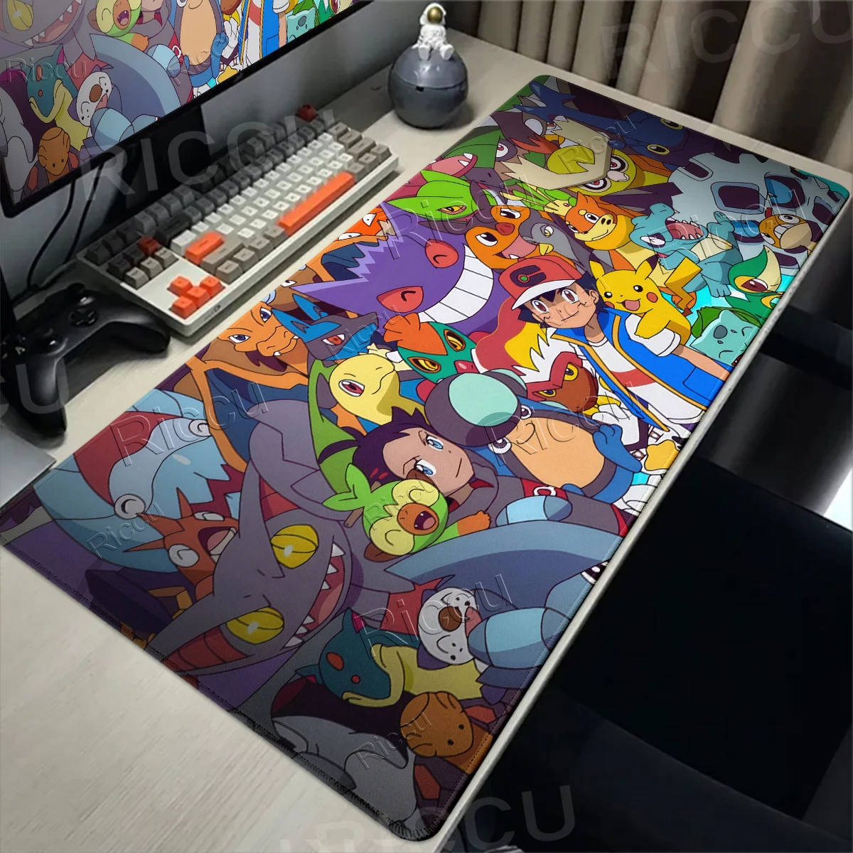 XXL-Mauspads mit Pokemon-Familienmuster, für Gamer, Computer, große Büros, Schreibtisch-Mauspads, Laptop-Tischmatte, Gaming-Tastatur, Gummi-Teppiche