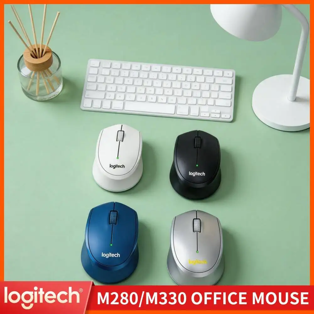 Logitech M330 Silent Plus Mouse Wireless USB Receiver 2.4GHz Slim Frame for Desktop Laptop Office Area Desk Tray