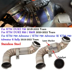 Slip On Motorcycle Exhaust Middle Link Pipe Escape Moto Muffler For KTM DUKE 790 890 Adventure R Rally KTM790 KTM890 2018-2022