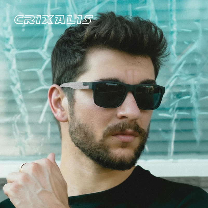 CRIXALIS Modische Sonnenbrille für Herren und Damen, klassische Sonnenbrille, UV-Schutz, schwarze quadratische Sonnenbrille, Fahren, Angeln, Golf, UV40