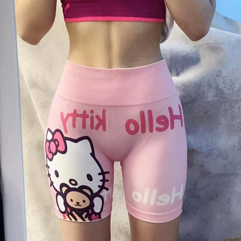 

Sports Sexy Shorts Sanrio Cartoon Kuromi Double-Sided Printed Tight Fitting Hip Lifting Volleyball Running Yoga Pants Hot Pants