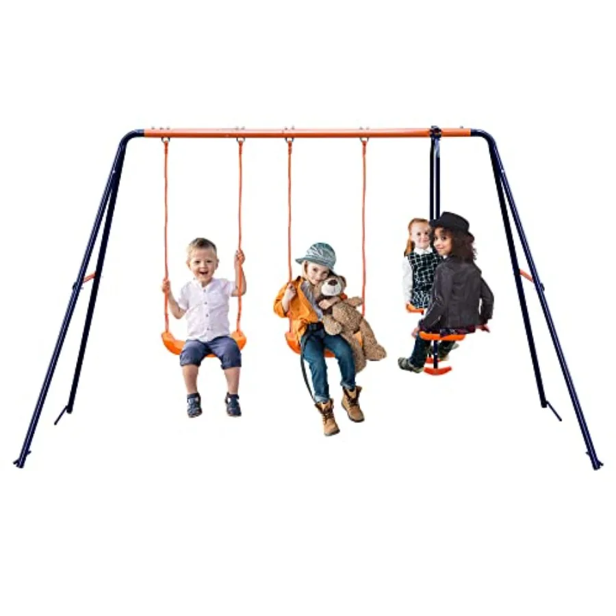 

Outdoor Swing Set for 2 Seat and 1 Glider 440 lbs Heavy Duty Metal AFrame Play Swing Stand for Playground Backyard Ages 38