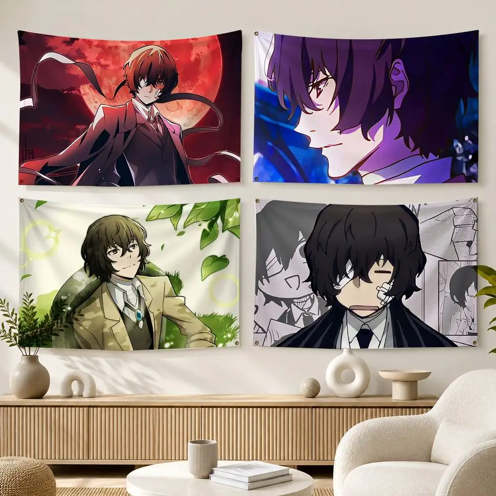 Anime Bungo Stray Dogs D-Dazai Osamu  Flags Wall Hanging Background Art Banner for Bedroom Home Outdoor Decor