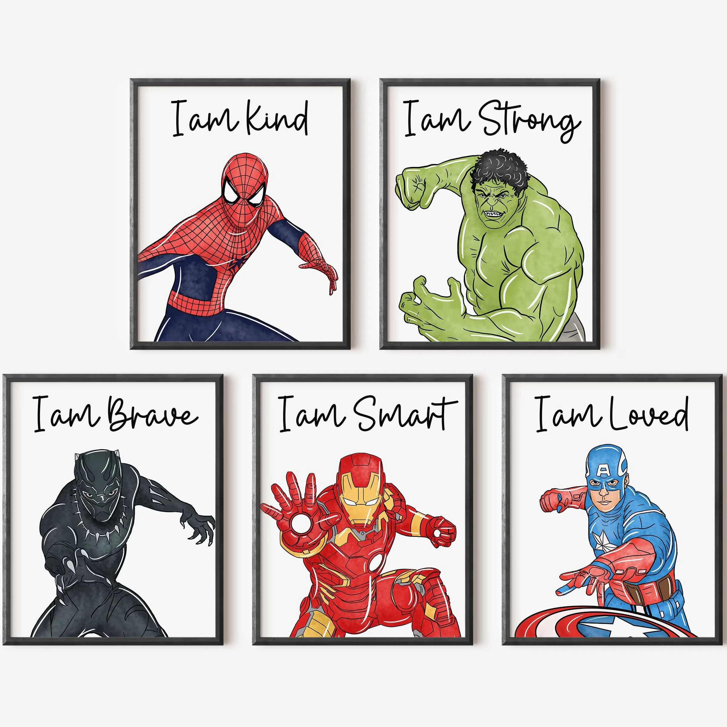 

Superhero Affirmation Prints Set of 5 Kids Bedroom Poster Canvas Painting motivational Wall Art Pictures Home Decor