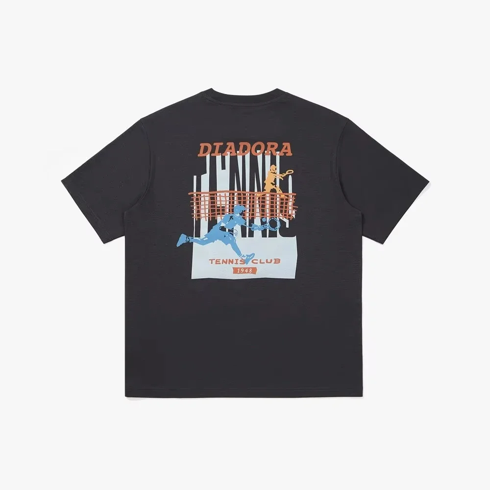 

2025 Summer High-quality Trendy Brand Back Tennis Dynamic Pattern Printing Women's Same Summer Casual Short-sleeved Loose Tees