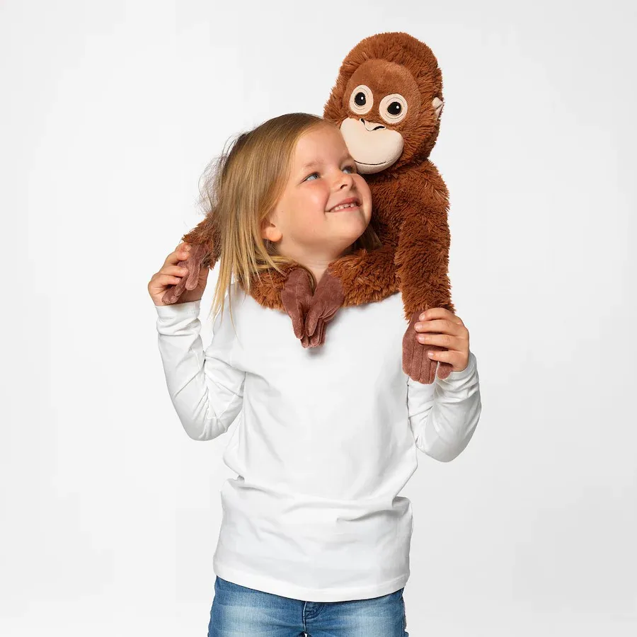 YIJA Red Gorilla Orangutans Pongo Monkey Plush Toy Stuffed Doll Cartoon Jungle Forest Animal Dad Mom Bedtime Story Boy Girl Gift