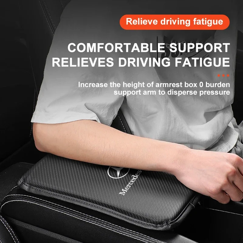 Car Armrest Cushion With Storage Pocket-Anti-Slip Scratch-Resistant Elbow Support Pad For Mercedes Benz A B R G Class W204 W251