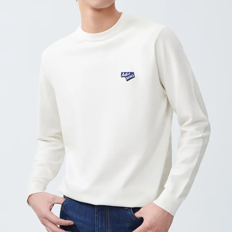 

Long Sve вязаный свитер, повседневный круглый мужской свитер с вышивкой, осенне-зимний хлопковый свитер для отдыха, удобный крой, трикотаж M