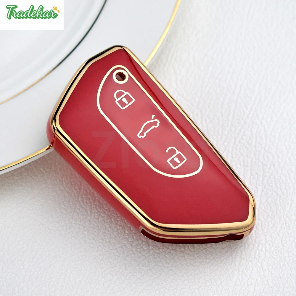 Altın kenar TPU araba anahtarı durum için Volkswagen Golf 8 MK8 Volkswagen ID.3 ID.4 ID.5 Skoda Enyaq iV Octavia koltuk Leon araba aksesuarları