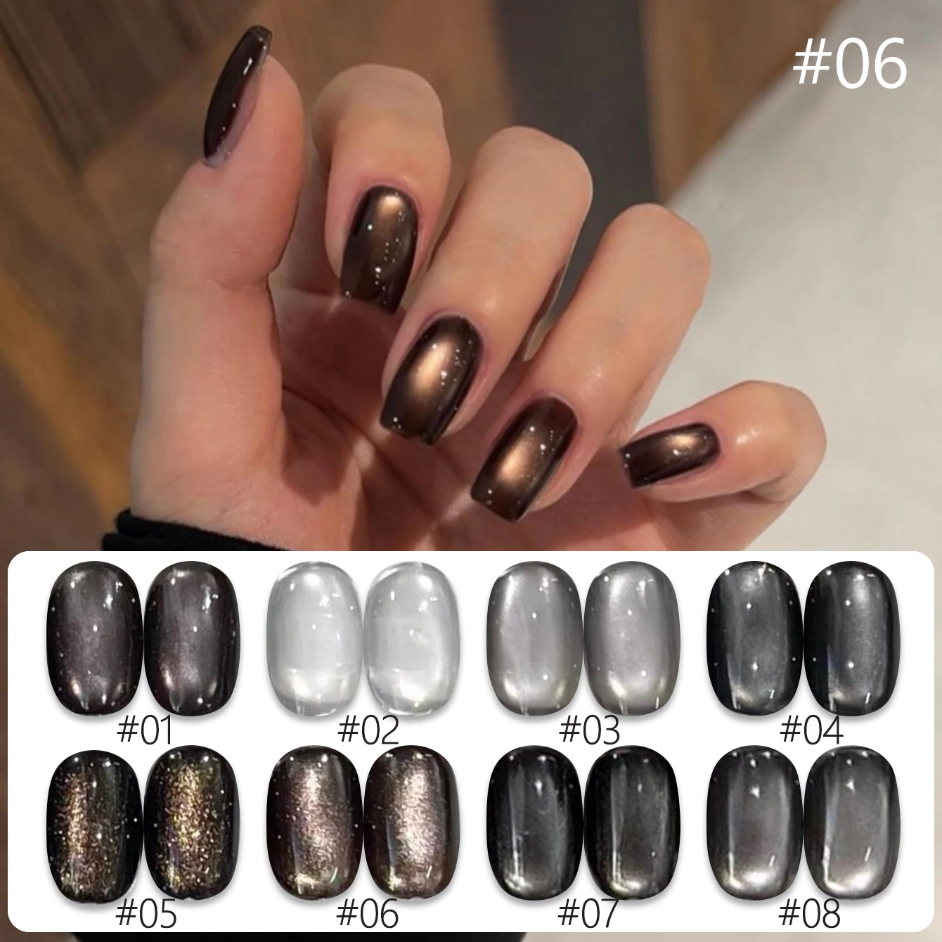 ยาทาเล็บเจลสีดำแบบตาแมว 10 มล. 1 ชิ้น ยอดนิยมสำหรับฤดูหนาว 2025 สไตล์ใหม่ ประดับด้วยพลอยสีดำ เหมาะสำหรับเล็บเท้า