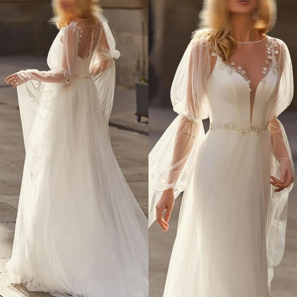 

Customized White Tulle Exquisite Belt Sexy V-neck High Quality Bridal Party Luxury 2025Wedding Dress Delicate Bridal Gowns