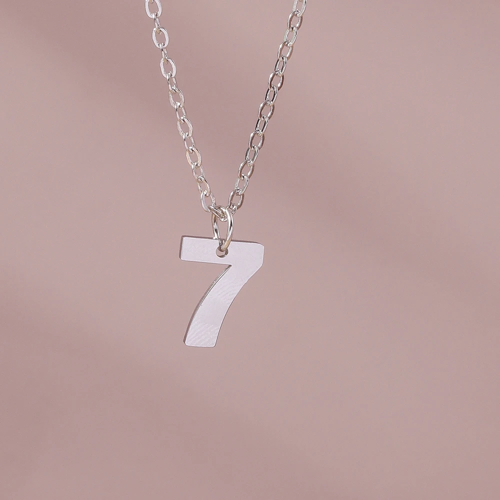 Aihua Mode Glück Initial Nummer 0-9 Anhänger Halskette für Frauen Männer Paar Einfache Arabische Ziffern Halskette Persönlichkeit schmuck – Detail 12