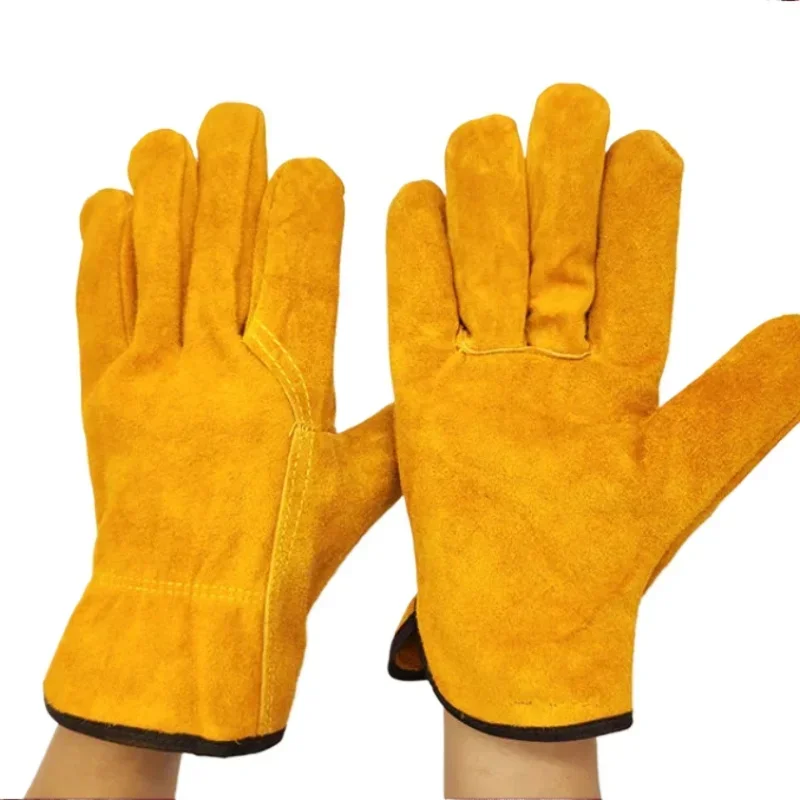 Men Work Gloves Soft Cowhide Driver Hunting Driving Farm Garden Welding Security Protection Safety Mechanic Glove Durable