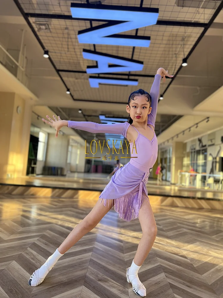 

Spring new Latin dance clothes girls' advanced training clothes children's training performance dance skirt split suit