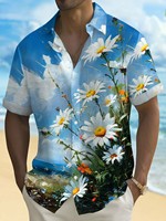 Summer Men's 3D Printed Floral Graphic Shirt Hawaiian Casual Shirts Button Up Shirts Short Sleeve Vacation Beach Wear No Pocket